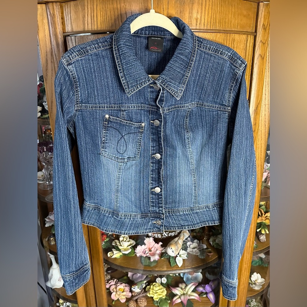 Fubu Vintage Cropped Button-Up Jean Jacket/Coat Size XL